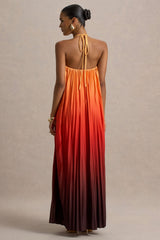 Anacapri | Orange Ombre Halter-Neck Backless Maxi Dress