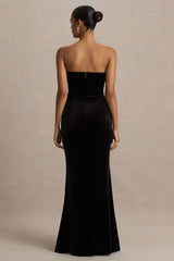 Yolanda | Black Velvet Sweetheart-Neck Maxi Dress