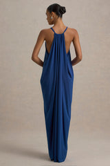 Tammy | Blue Halter-Neck Slip Maxi Dress