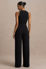 Corina | Black Cowl-Neck Jumpsuit With Tie-Detail