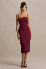 Baylor | Burgundy Midi-Dress With Removable Cape