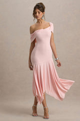 Castor | Pink Asymmetric Midi Dress