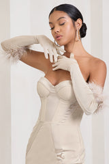 Spicy Signs | Champagne Long-Sleeved Feather Gloves