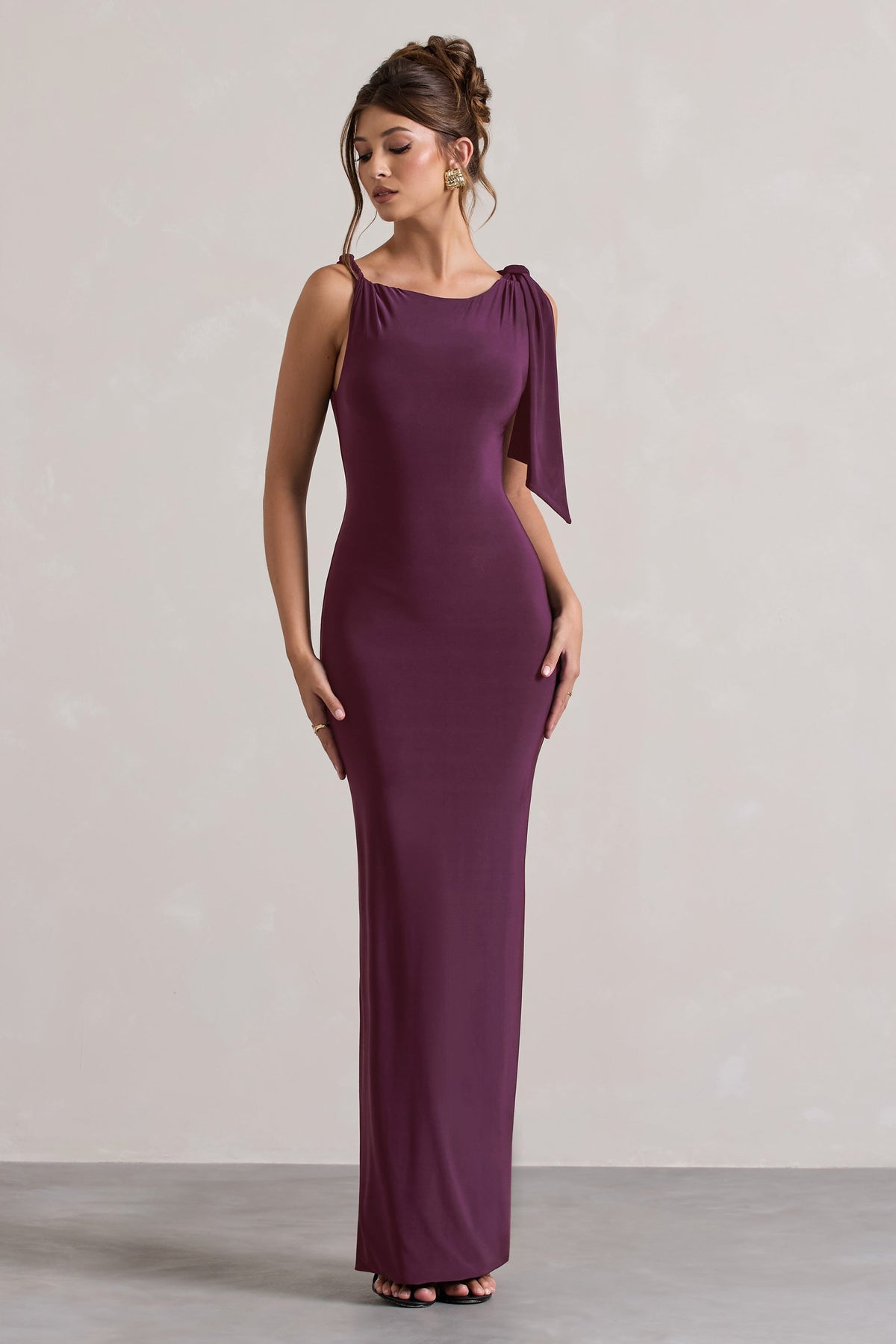 Kacey | Plum Twisted Knot Maxi Dress