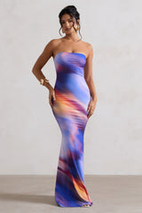 Ceremony | Abstract Print Bandeau Fishtail Maxi Dress
