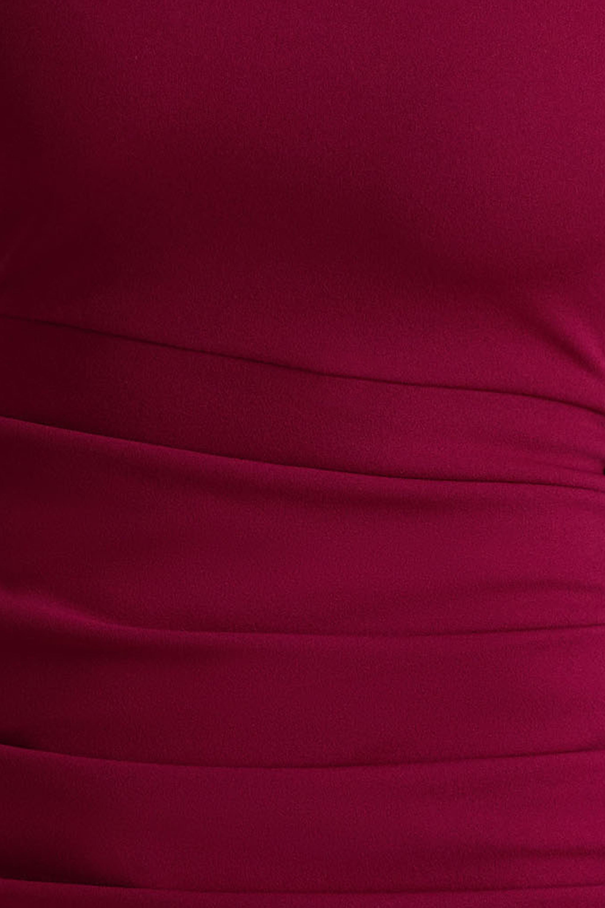 Zaya | Burgundy Long Sleeve Mini Dress With Drape