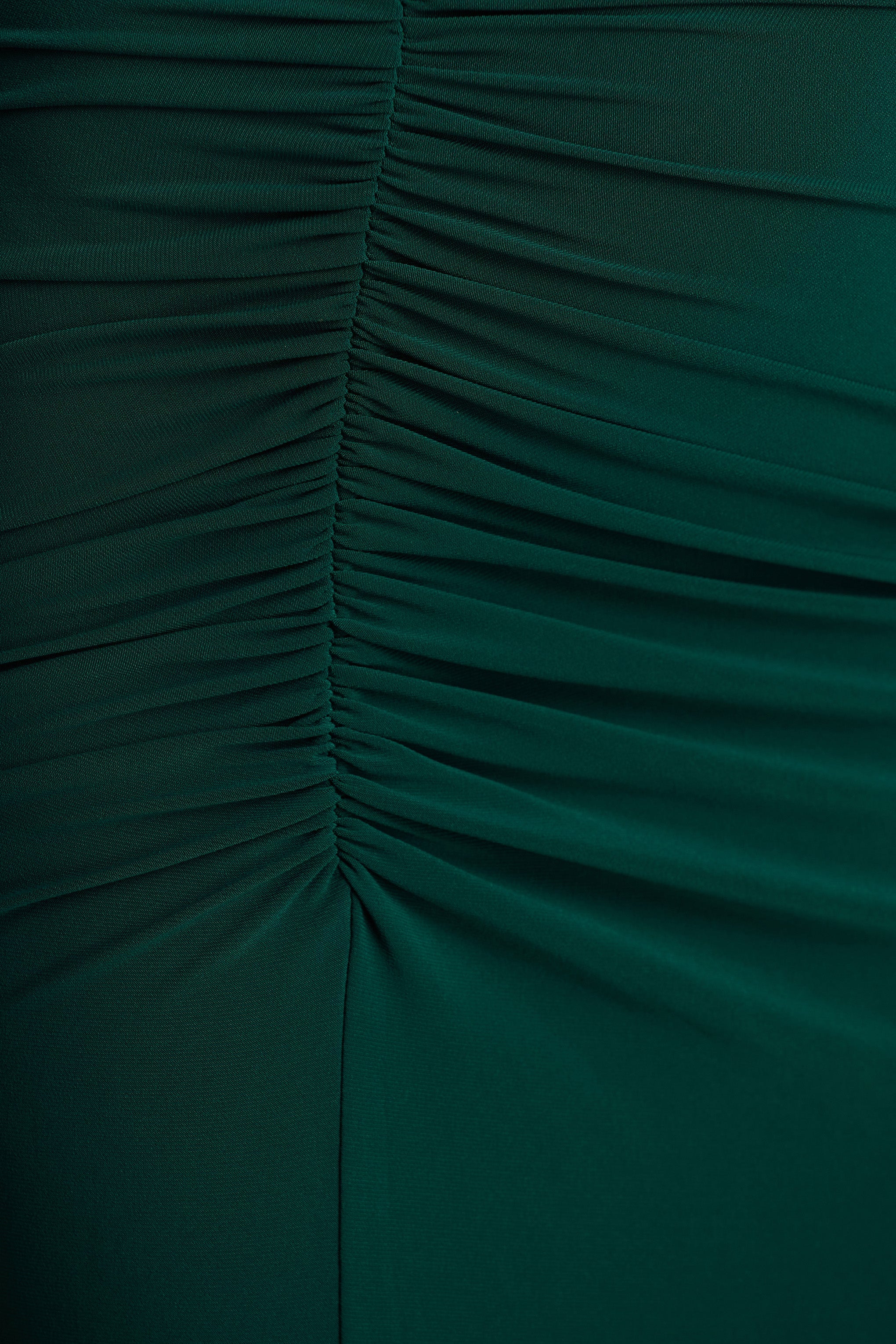 Cassandra | Bottle Green High-Neck Long-Sleeve Midi Dress