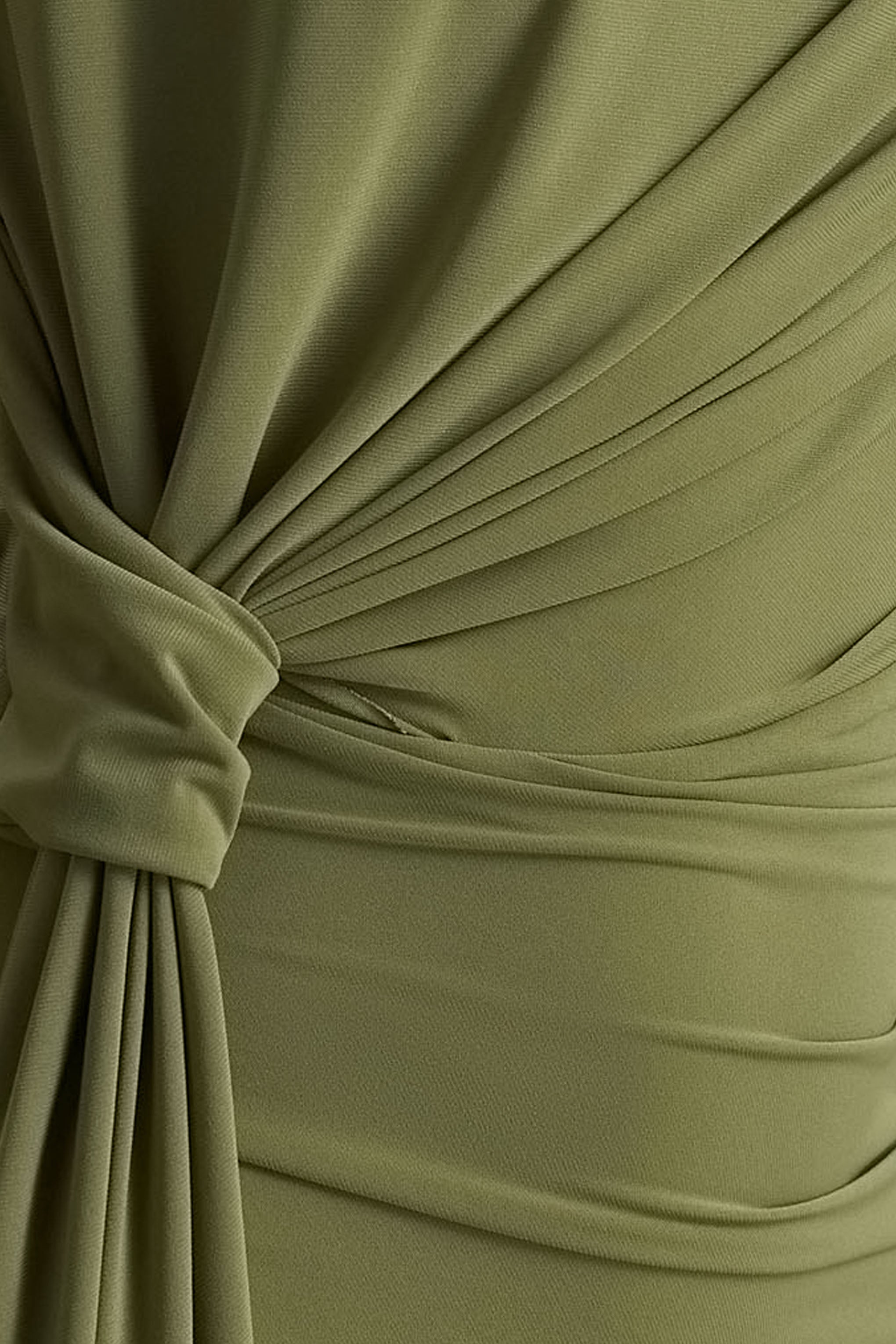 Sorenna | Olive High-Neck Mini-Dress With Wrap And Sash Detail