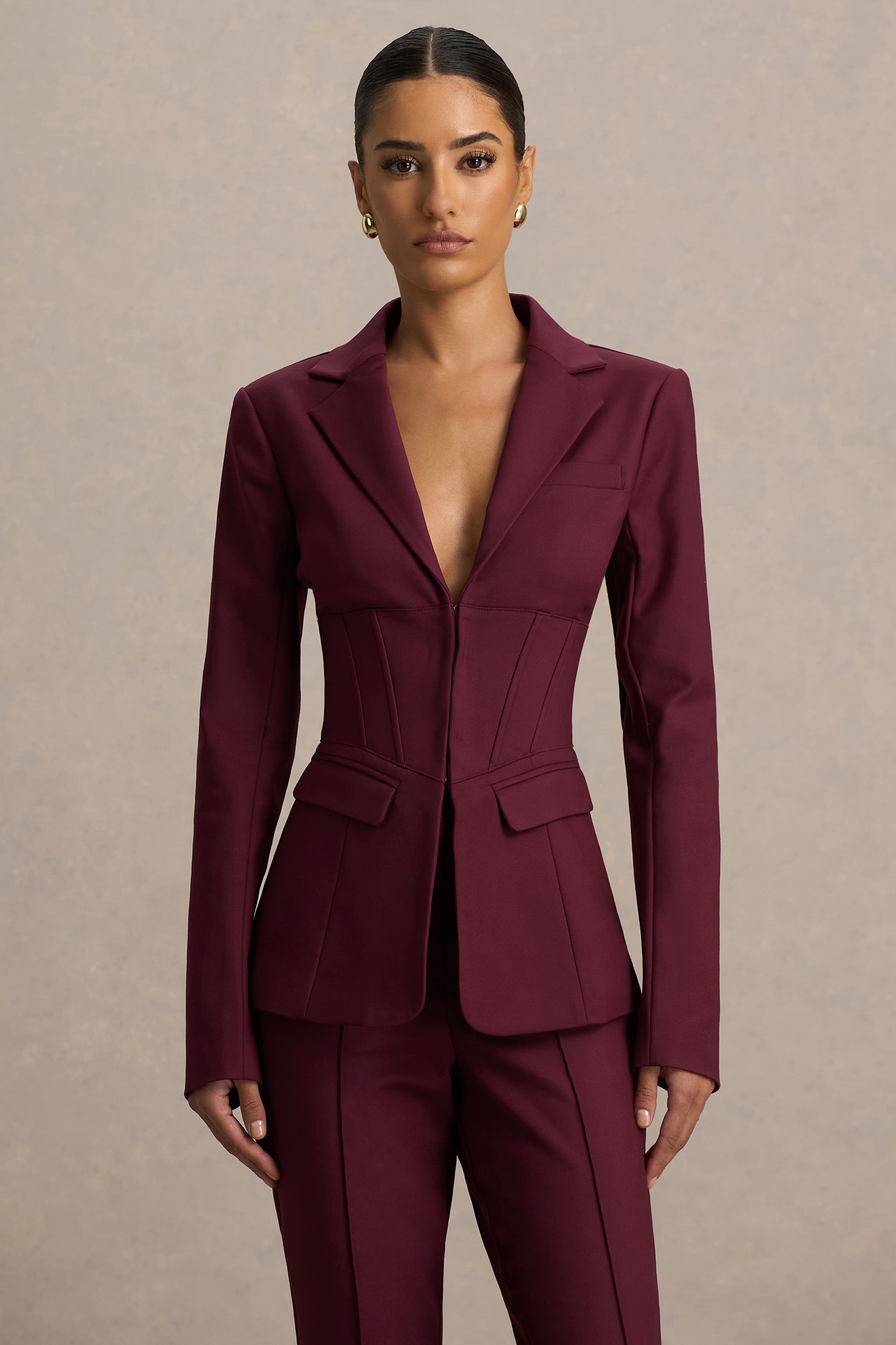 Wonder Woman | Burgundy High Waist Tailored Trousers With Hem Split