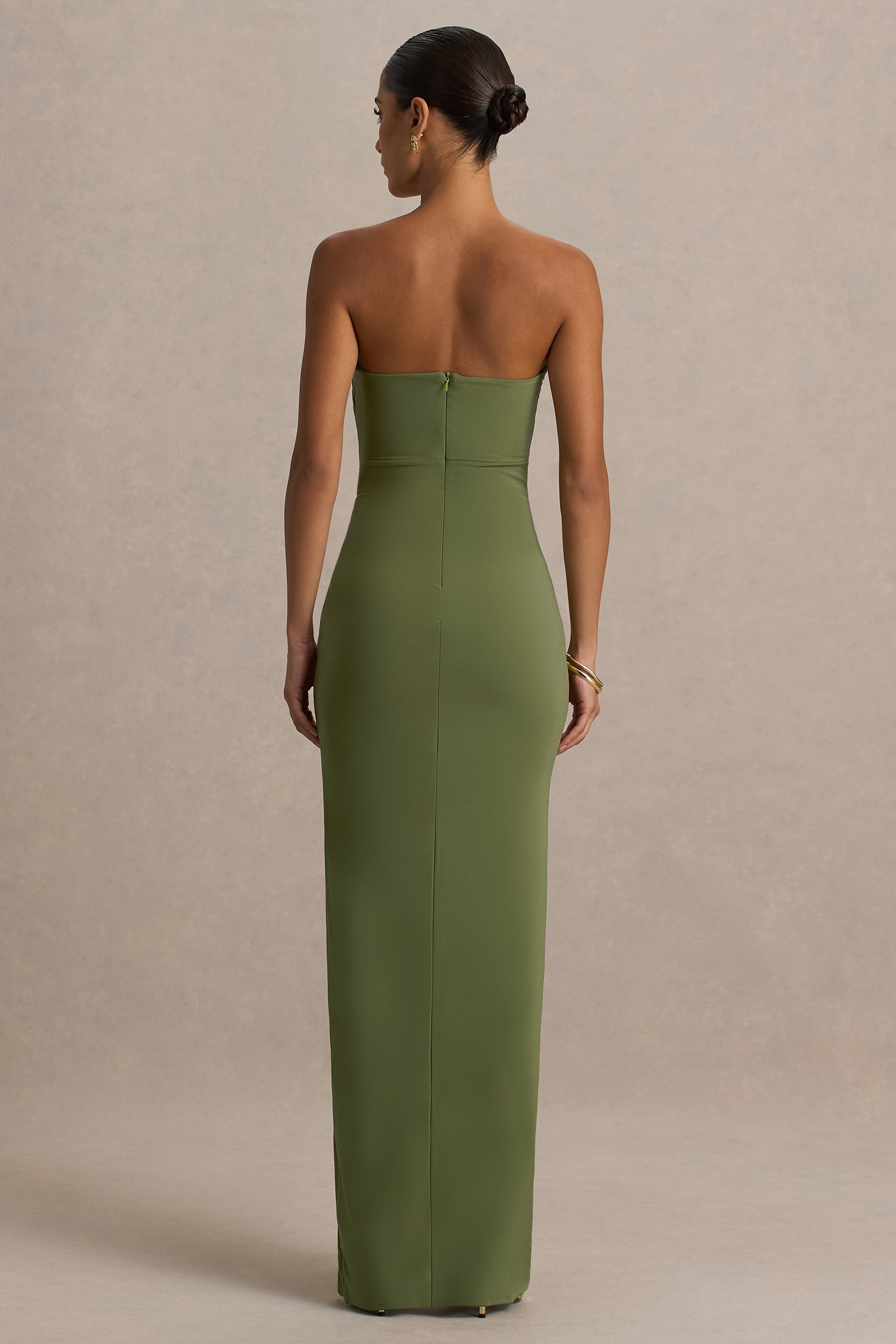 Laviza | Olive Strapless Cut-Out Wrap Maxi Dress