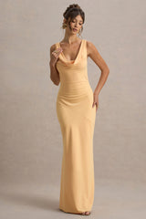 Alesso | Peach Satin Cowl-Neck Slip-Maxi Dress
