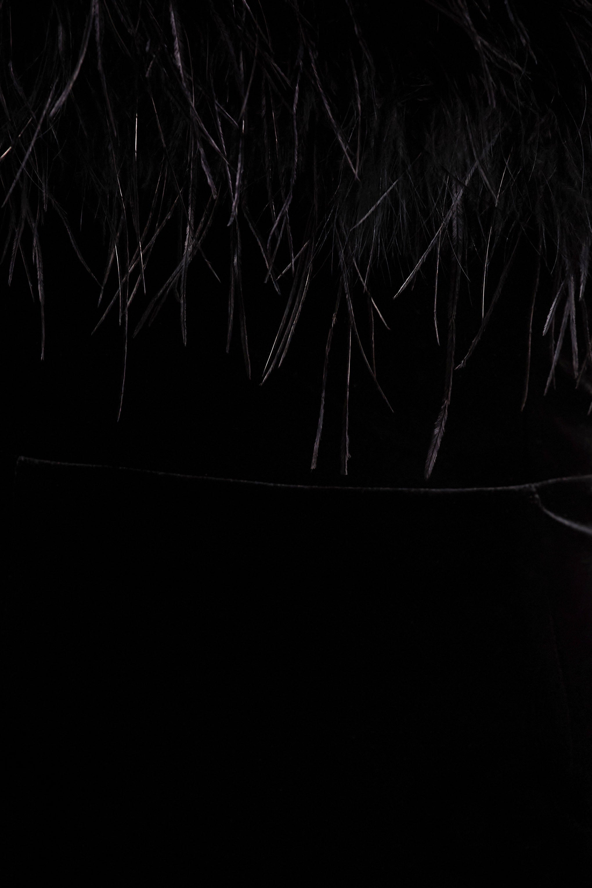 Arella | Black Velvet Bandeau Maxi Dress With Feather Trim