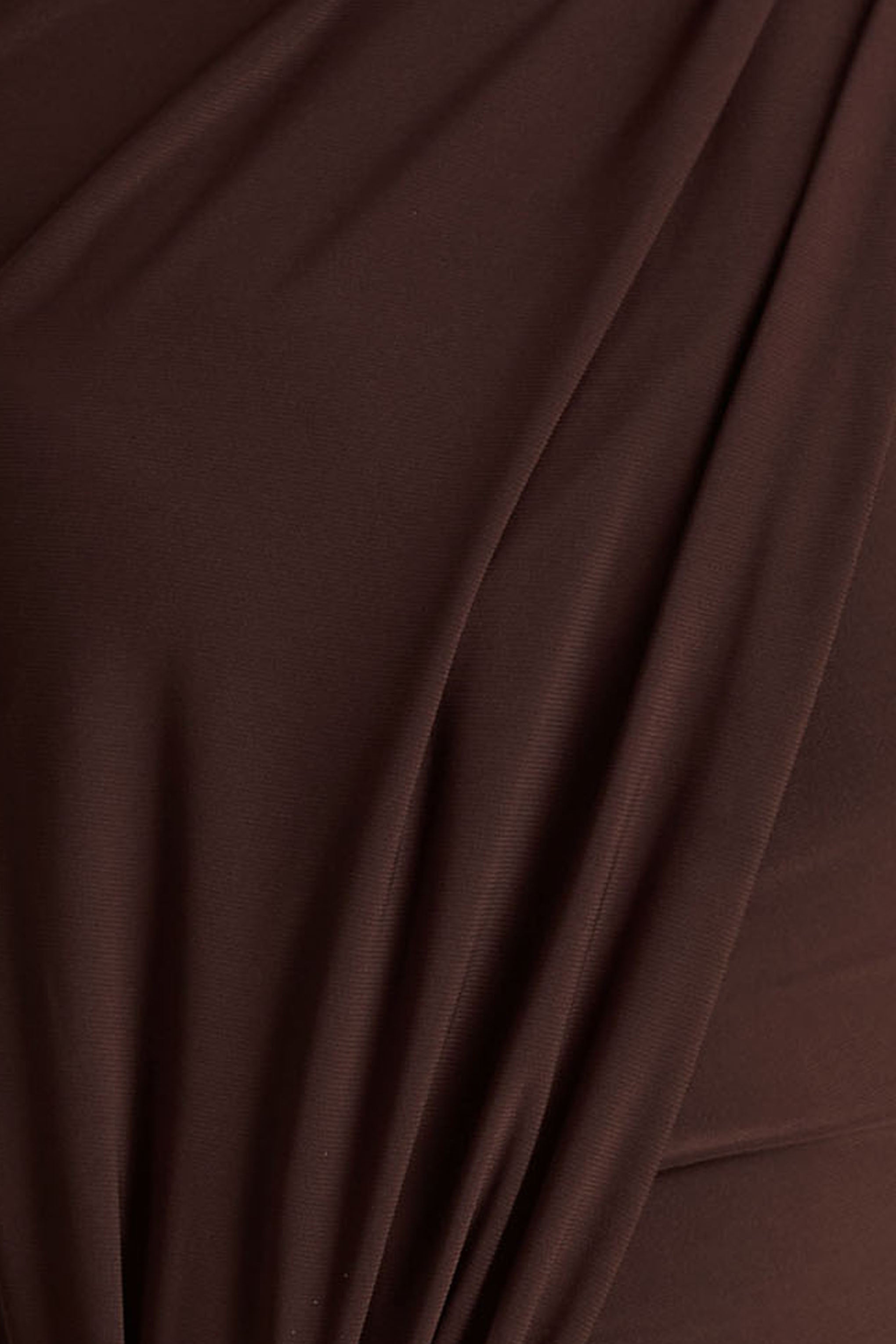 Zadie | Brown High-Neck Maxi Dress With Gathered-Detail