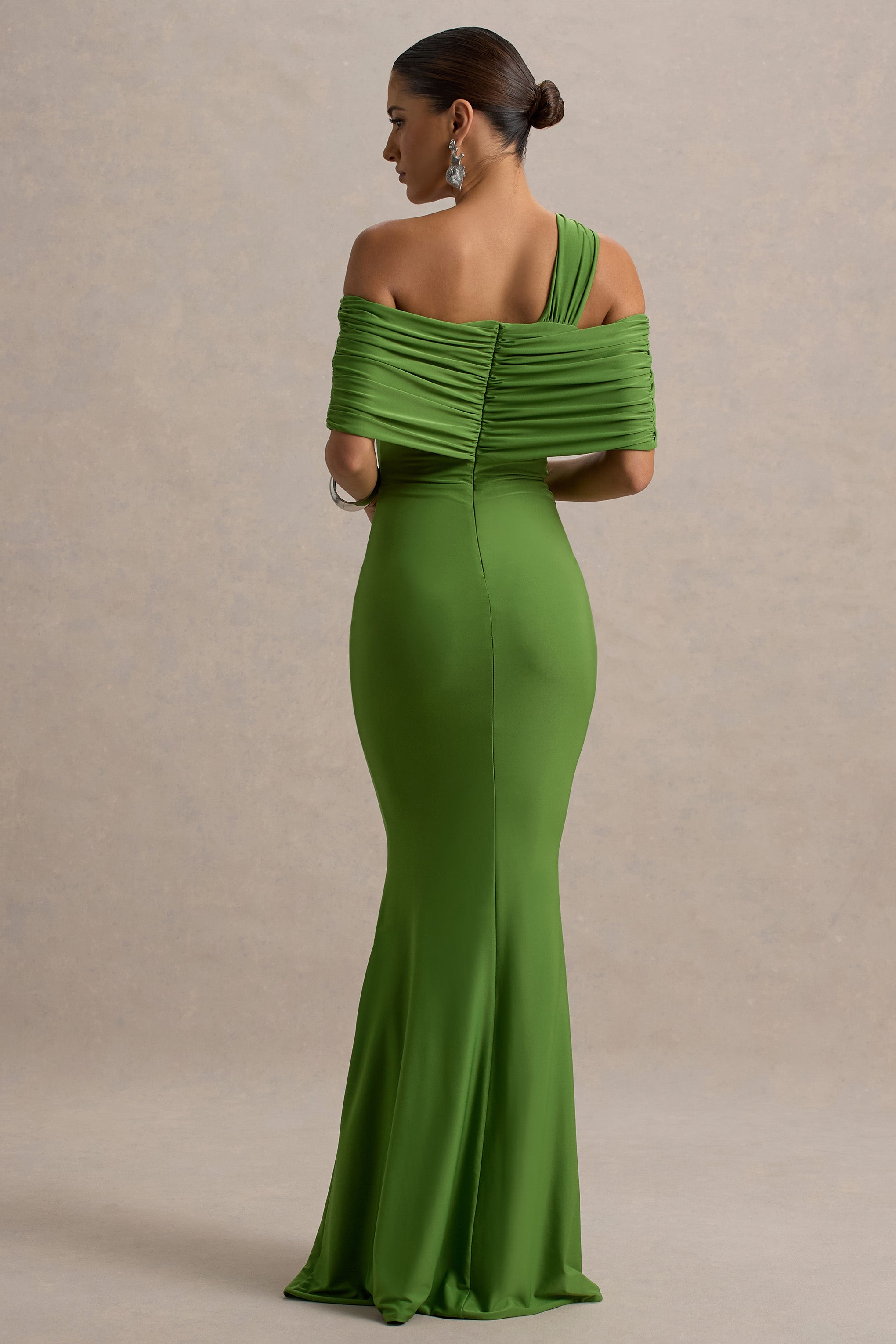 Nala | Green Asymmetric Maxi Dress With Split