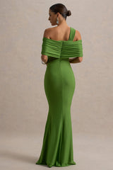 Nala | Green Asymmetric Maxi Dress With Split