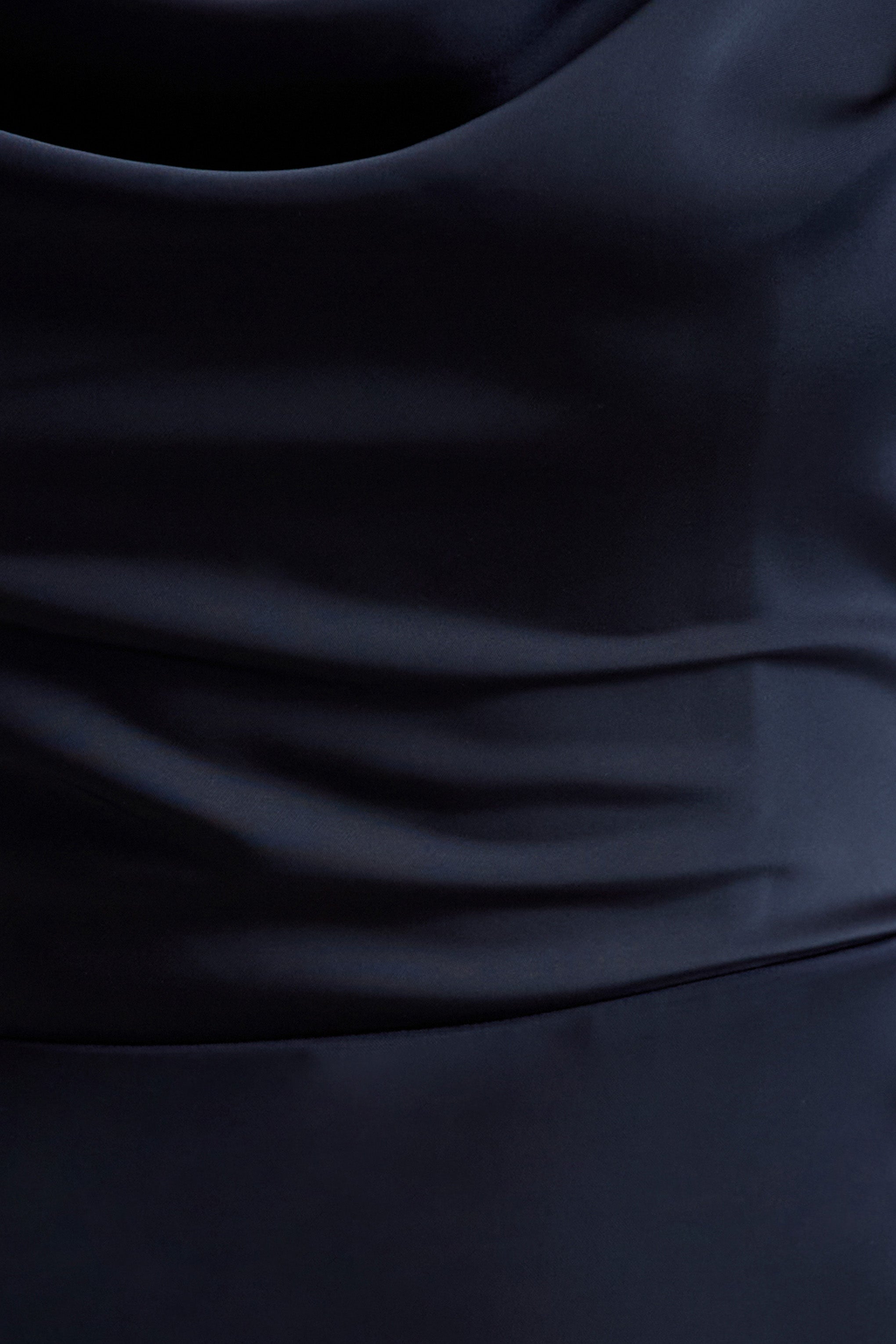 Gia | Navy Satin Cowl-Neck Maxi Dress