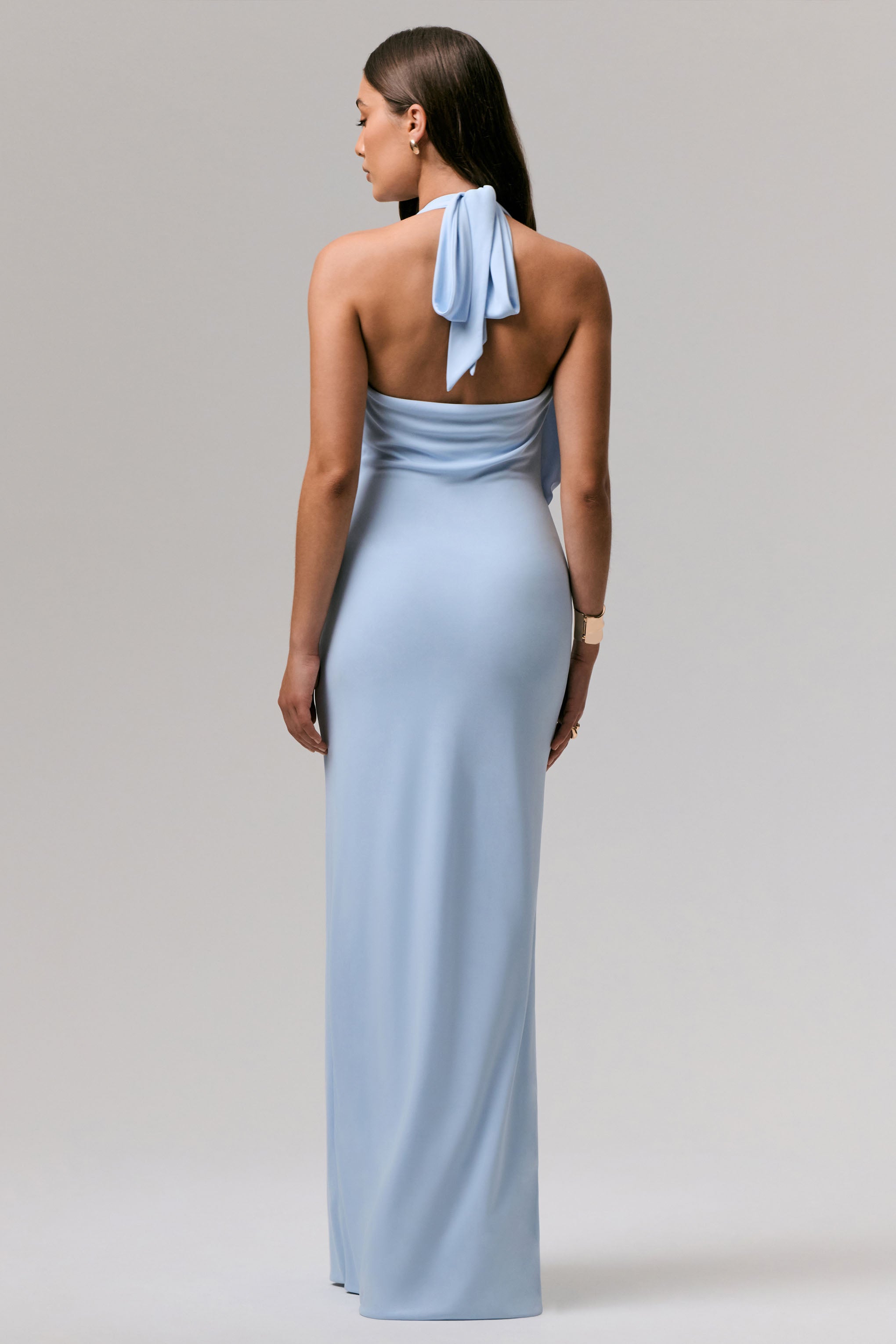 Shooting Star | Powder Blue Plunge-Neck Wrap Maxi Dress With Waist Detail