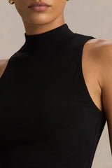 Sian | Black High-Neck Crop Top