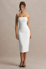 Baylor | White Midi-Dress With Removable Cape