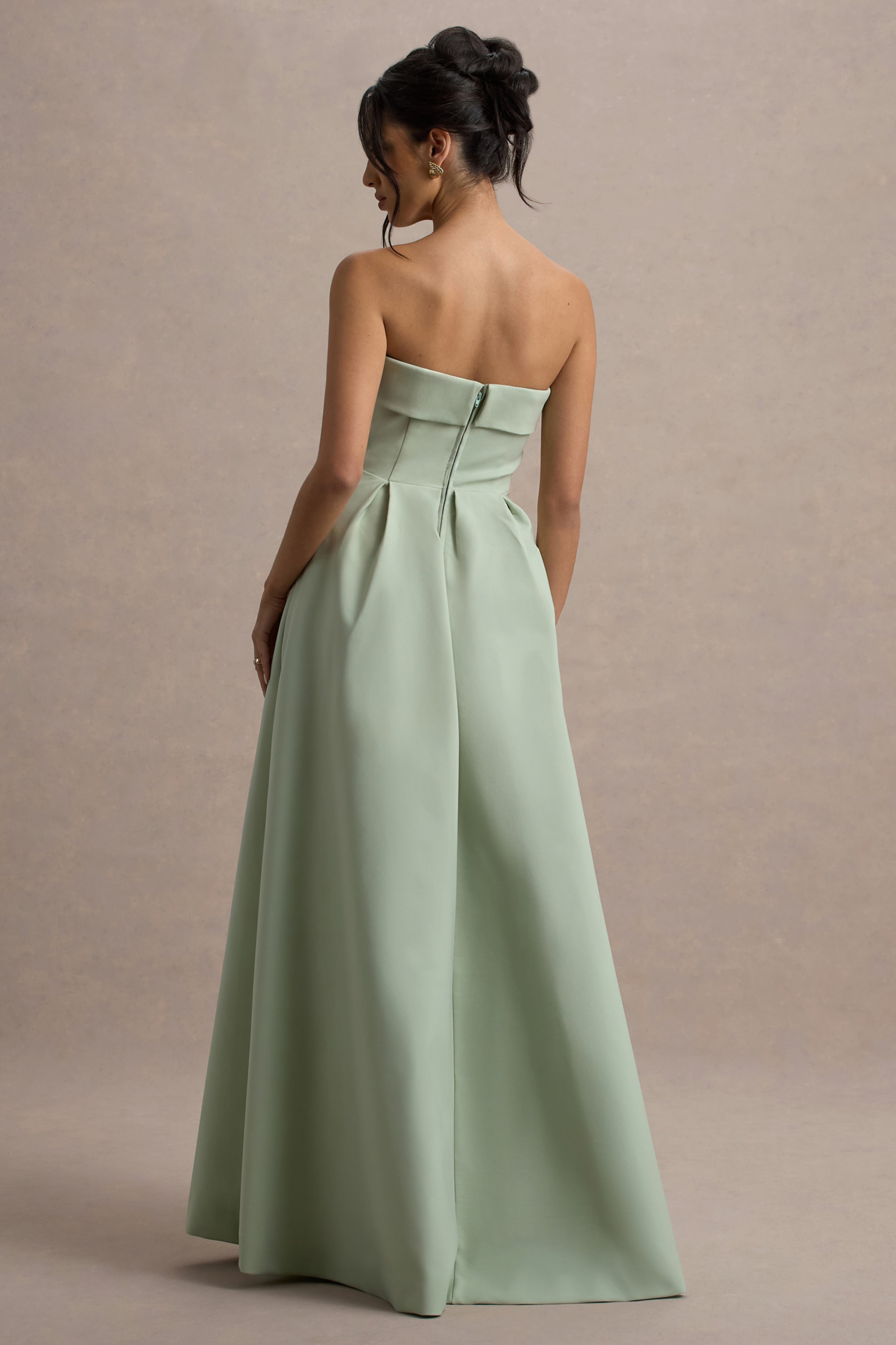 Maddalena | Light Green Bandeau Skater Maxi Dress