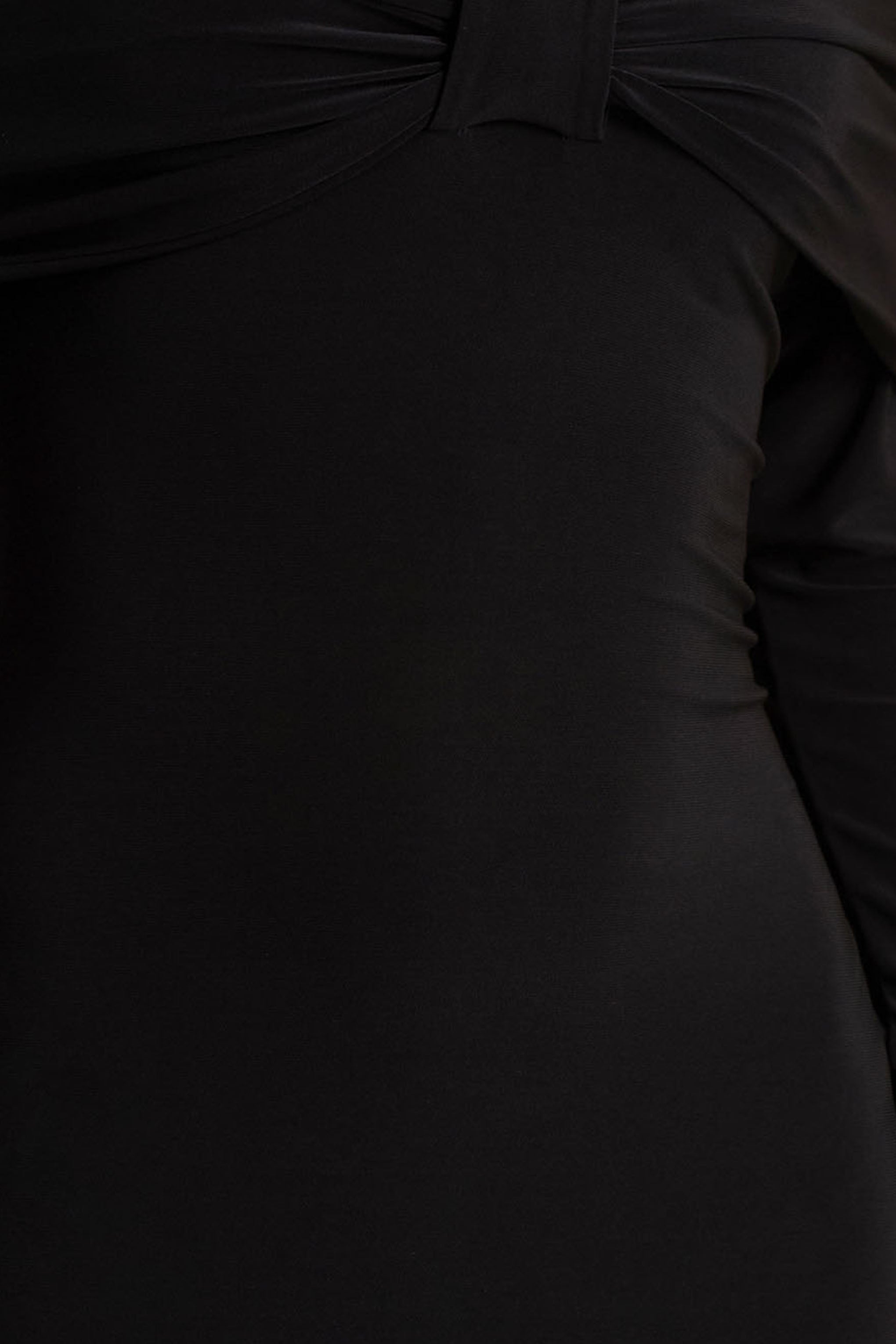 Spark | Black Bardot-Neck Midi Dress With Bow Detail