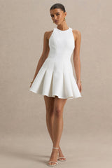 Leilani | White Round-Neck Mini Skater Dress