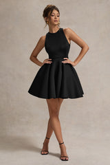 Waverly | Black Racer-Neck Sleeveless Skater Mini Dress