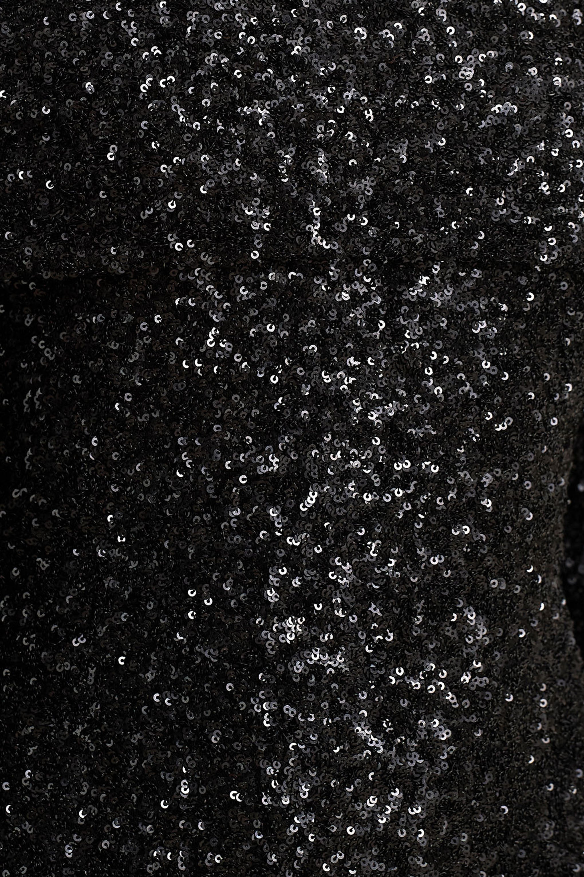 Obsession | Black Sequin Bardot-Neck Maxi Dress With Long Sleeves