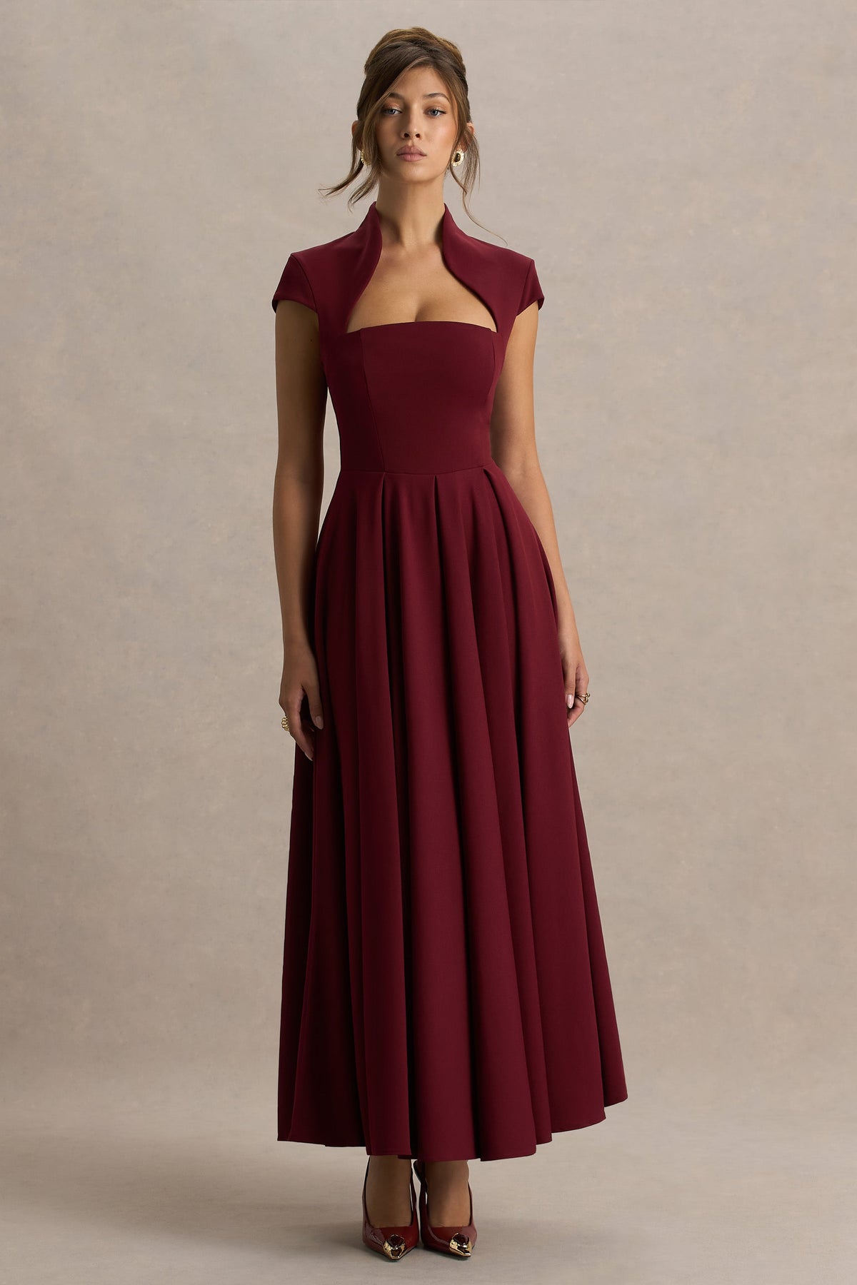 Scarlett | Burgundy Square-Neck Maxi Dress