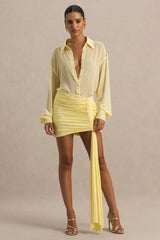 Katelyn | Lemon Ruched Wrap Mini Skirt With Sash