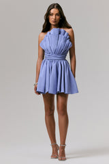 Distinguished | Powder Blue Asymmetric Ruffled Mini Dress