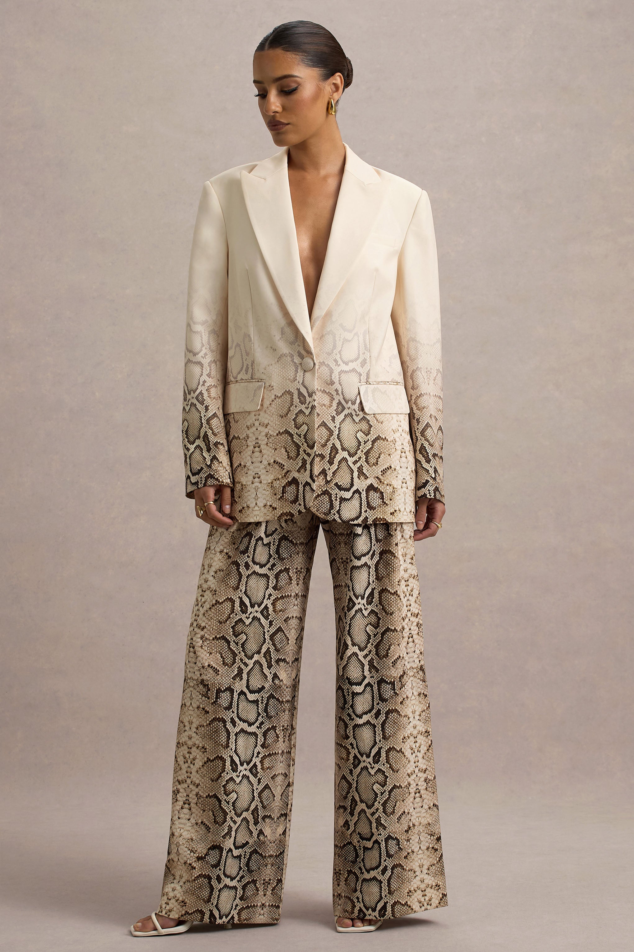 Shaniya | Snake Print Wide-Leg Trousers