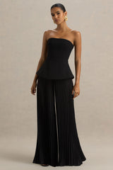 Feeling Good | Black Bandeau Jumpsuit With Pleated Trouser