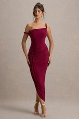Angelique | Burgundy Twisted Asymmetric Maxi Dress