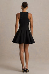 Leilani | Black Round-Neck Mini Skater Dress