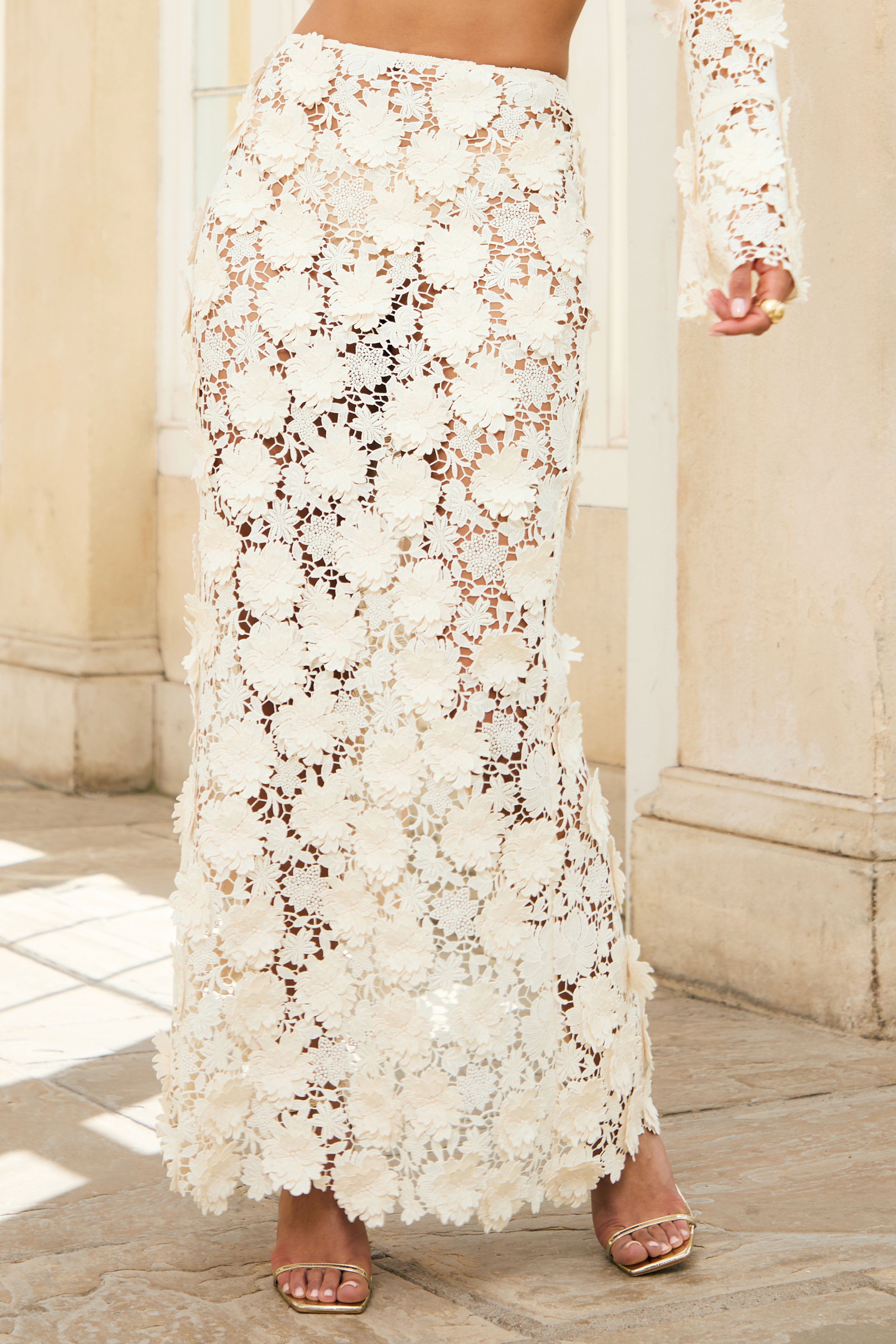 Kingston | Cream Lace Maxi Skirt