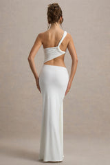 Giovanna | White Asymmetric Maxi Dress With Wrap Skirt