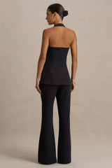 Carina | Black Flared-Leg Tailored Trousers