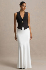 Lilah  | Cream Satin Maxi Skirt