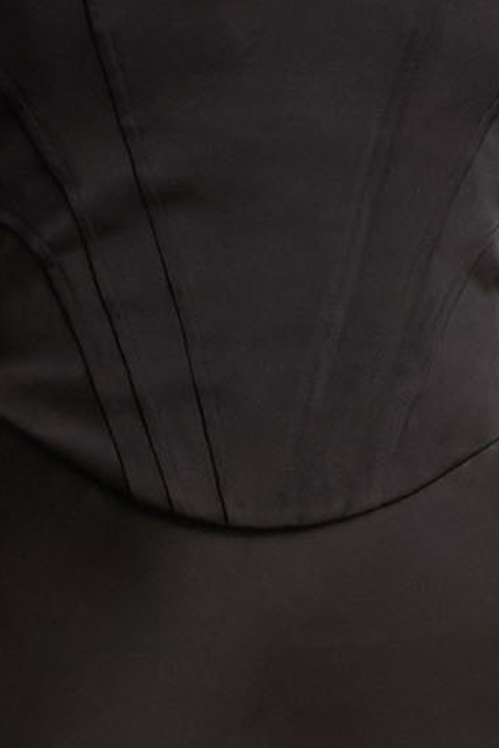 Perenna | Black Satin Sweetheart-Neck Maxi Dress With Draped-Sleeves