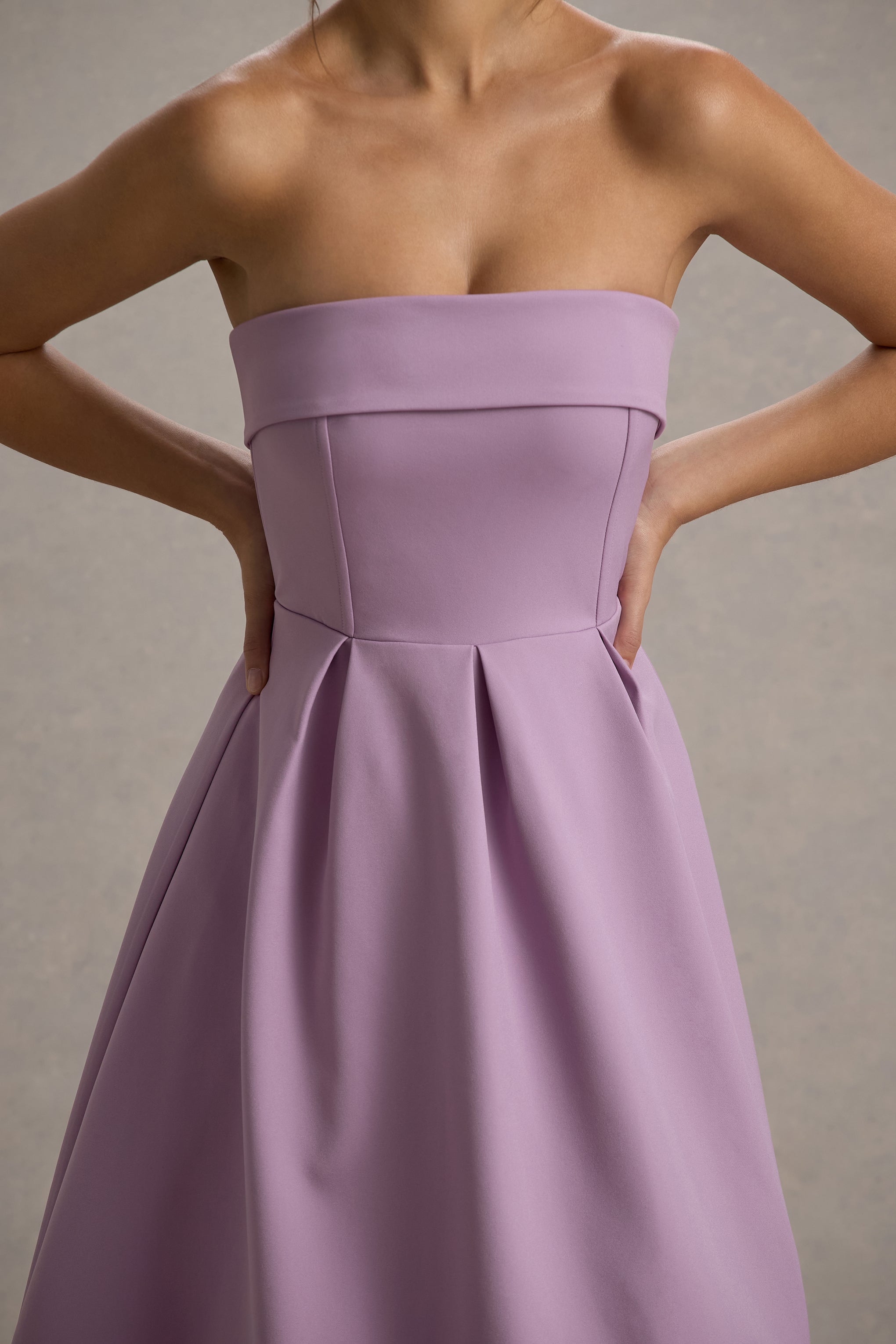 Annalise | Lilac Bandeau Skater Midi Dress