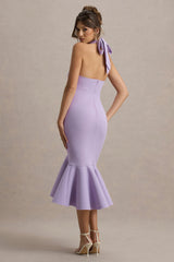 Valletta | Lilac Halter-Neck Ruffle-Trim Midi Dress