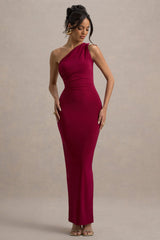 Venetia | Burgundy One-Shoulder Tie-Back Maxi Dress