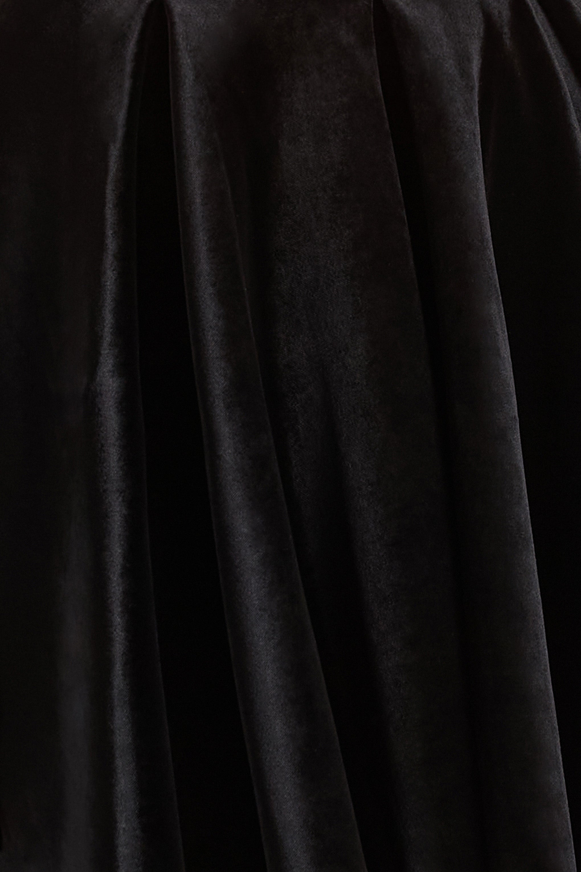 Leticia | Black Asymmetric-Neck Velvet Mini Dress With Twist-Sleeve