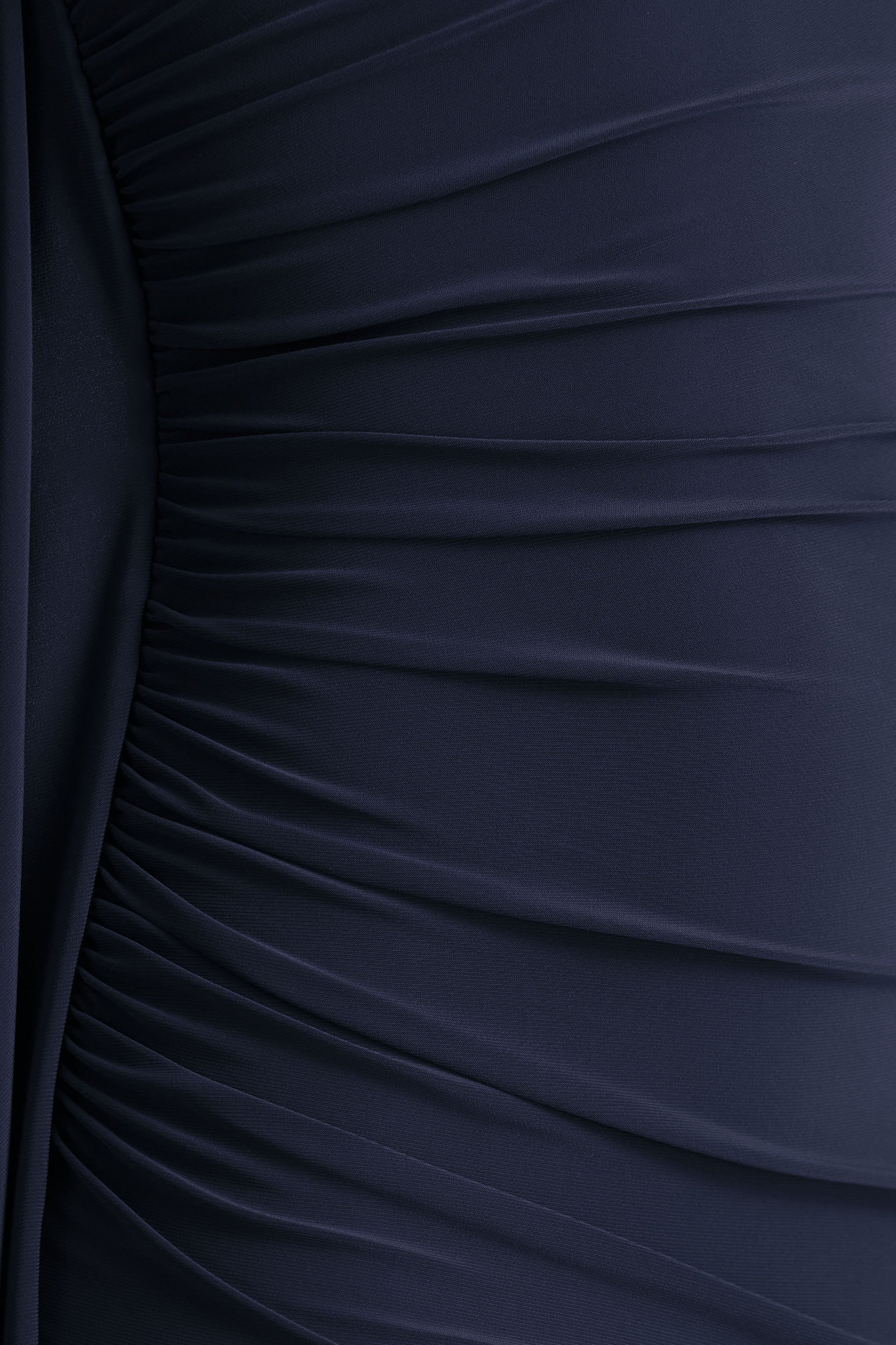 Adelina | Navy One-Shoulder Maxi Dress With Drape