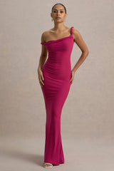 Lita | Hot Pink Twisted Asymmetric Maxi Dress