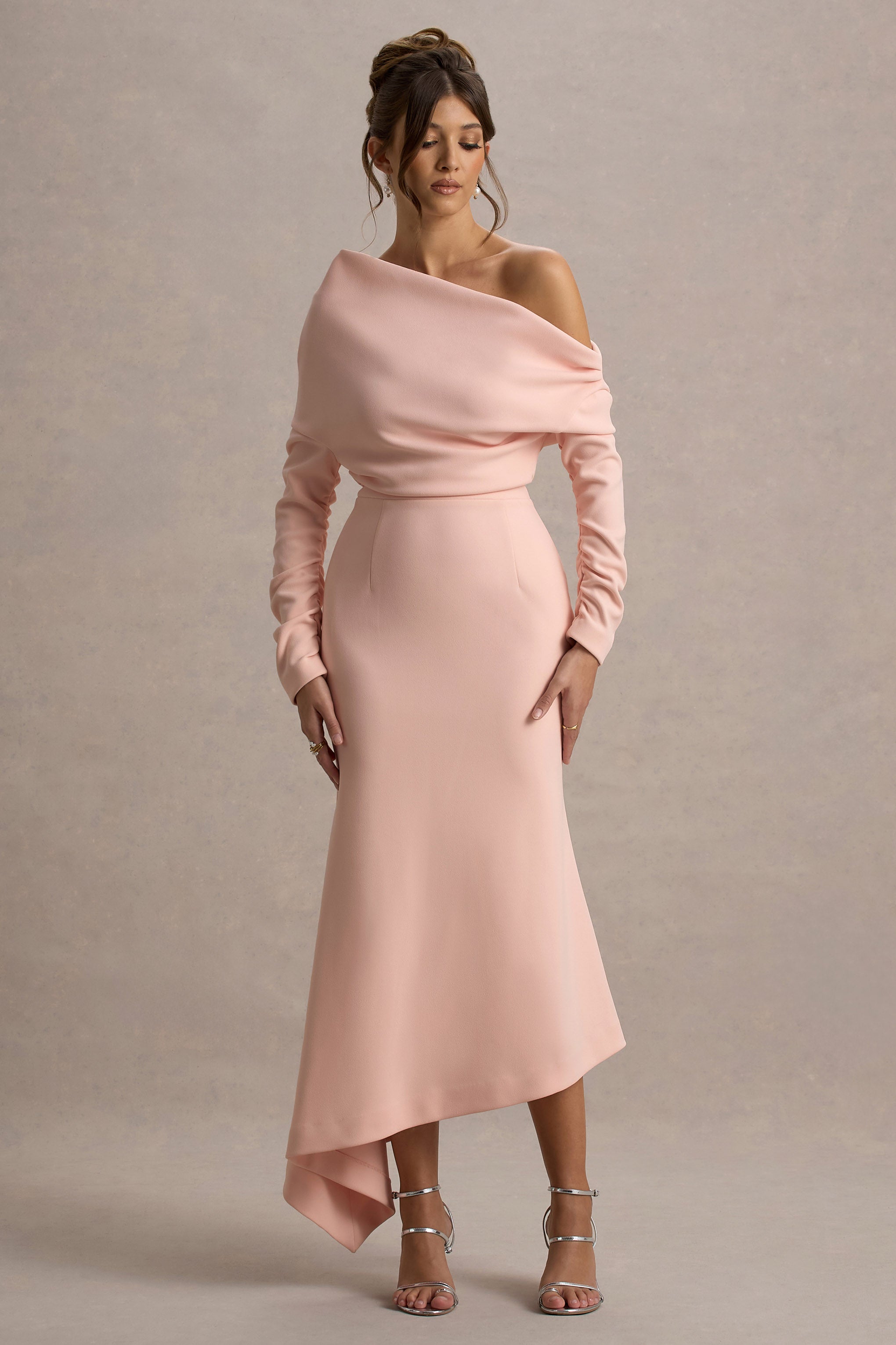Lou | Pink One-Shoulder Asymmetric Maxi Dress
