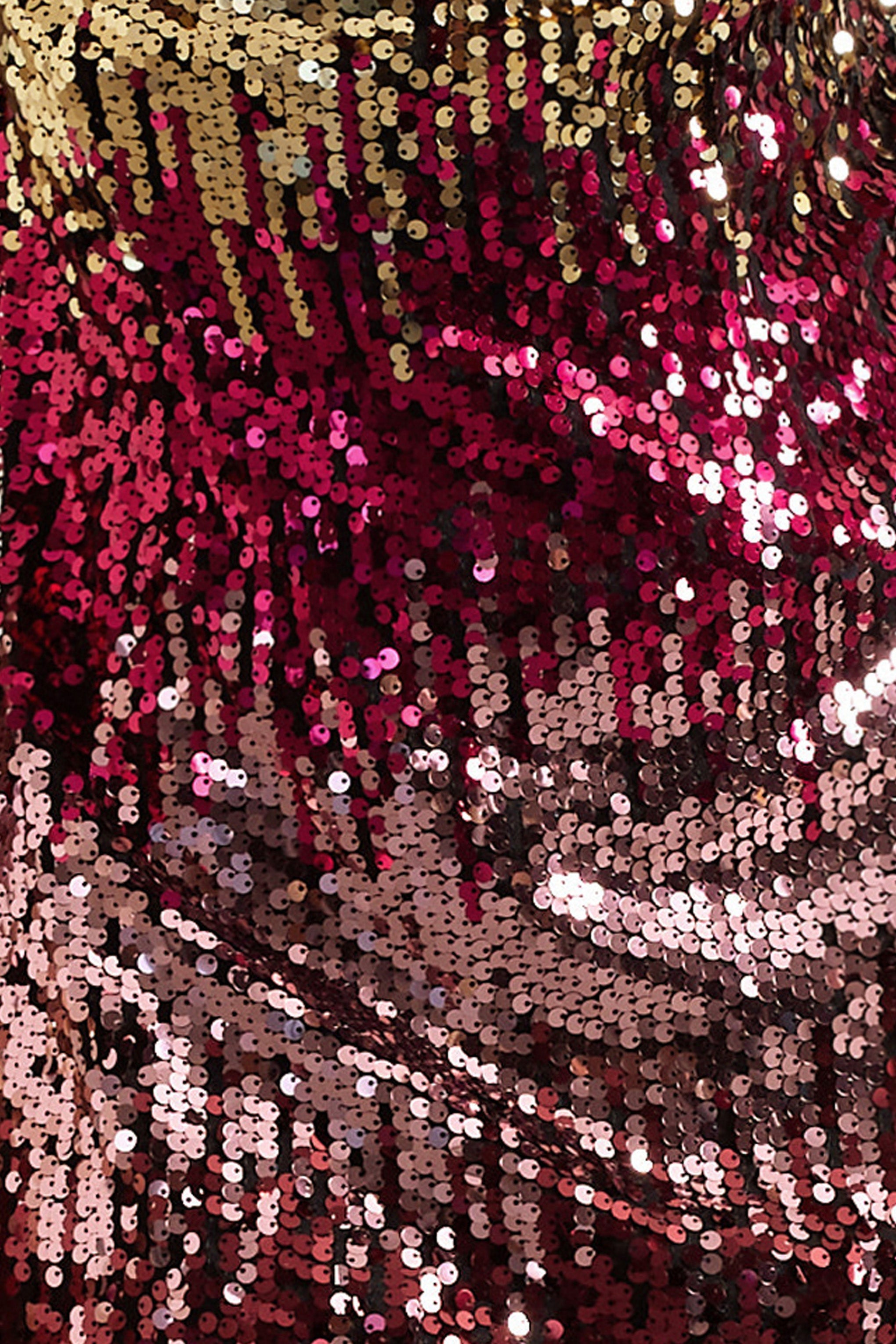 Fiesta | Pink & Gold Sequin Plunge Cowl-Neck Mini Dress