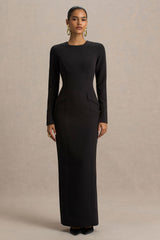 Vaila | Black Crew-Neck Maxi Dress