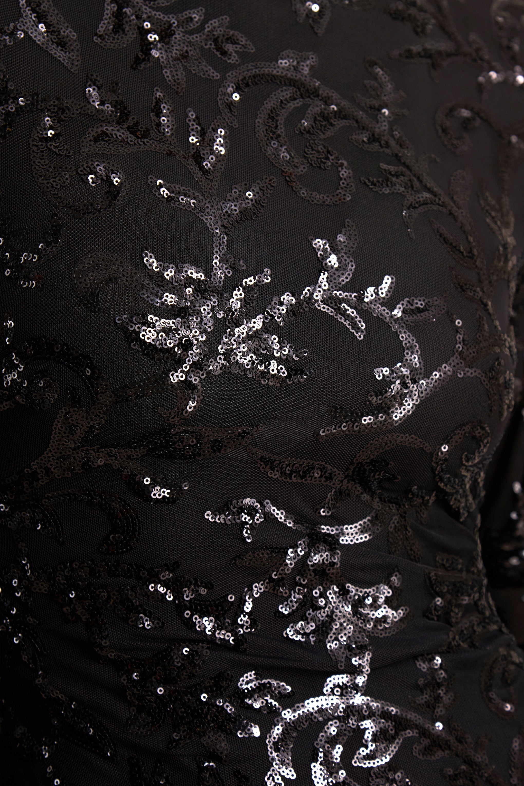 Florecita | Black Embellished Lace Crew-Neck Mini Dress With Sash Detail